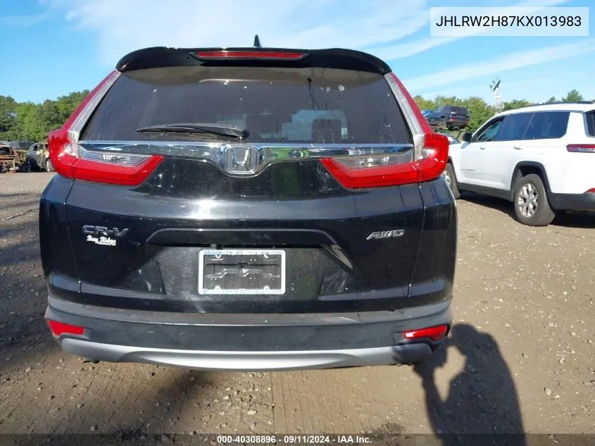 2019 Honda Cr-V Ex-L VIN: JHLRW2H87KX013983 Lot: 40308896