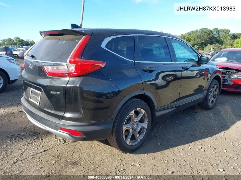 2019 Honda Cr-V Exl VIN: JHLRW2H87KX013983 Lot: 40308896