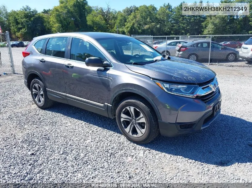 2019 Honda Cr-V Lx VIN: 2HKRW6H38KH212349 Lot: 40309336