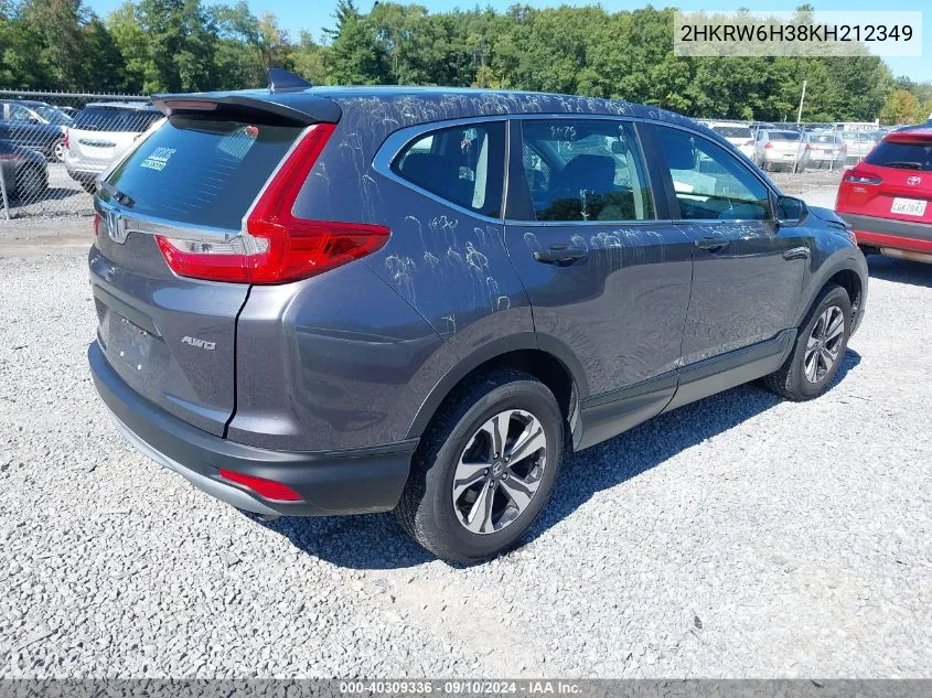 2019 Honda Cr-V Lx VIN: 2HKRW6H38KH212349 Lot: 40309336