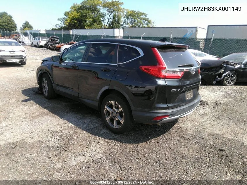 2019 Honda Cr-V Ex-L VIN: JHLRW2H83KX001149 Lot: 40341233