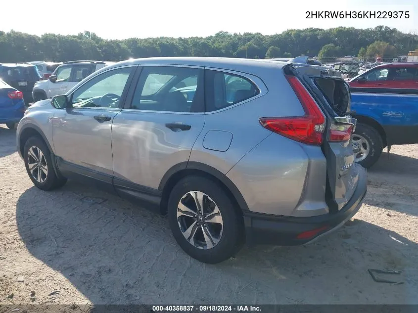 2019 Honda Cr-V Lx VIN: 2HKRW6H36KH229375 Lot: 40358837