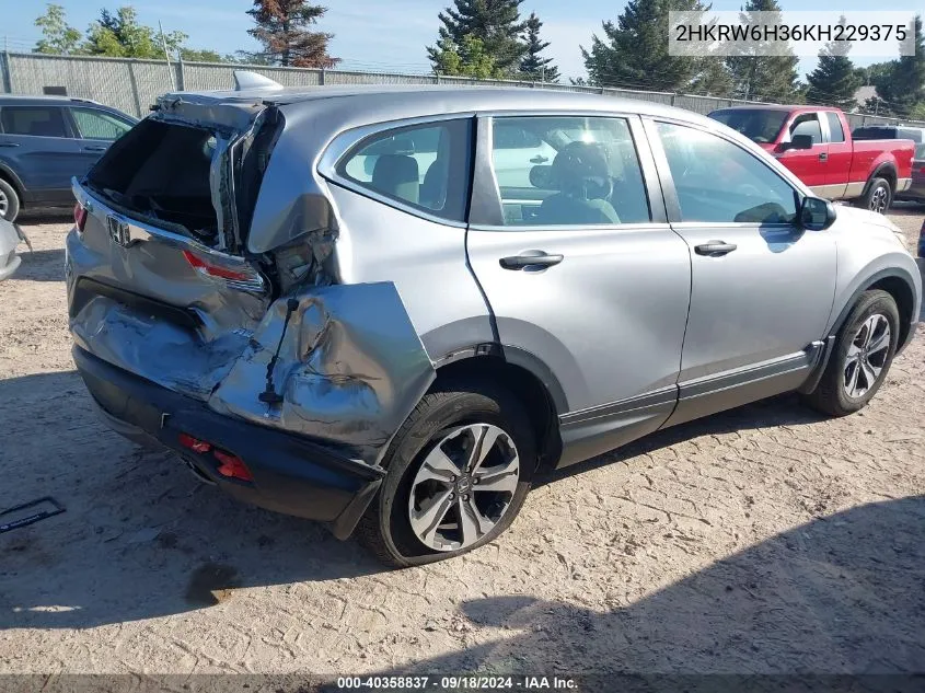 2019 Honda Cr-V Lx VIN: 2HKRW6H36KH229375 Lot: 40358837