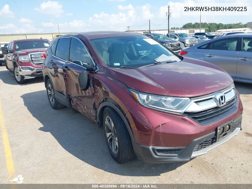 2019 Honda Cr-V Lx VIN: 2HKRW5H38KH409225 Lot: 40358994