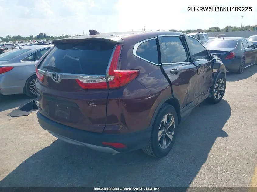 2019 Honda Cr-V Lx VIN: 2HKRW5H38KH409225 Lot: 40358994