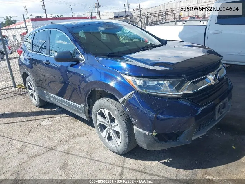 2019 Honda Cr-V Lx VIN: 5J6RW6H32KL004604 Lot: 40360291