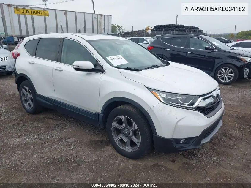 2019 Honda Cr-V Ex VIN: 7FARW2H5XKE034182 Lot: 40364402