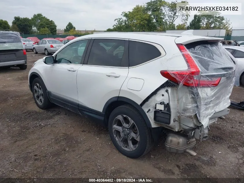 2019 Honda Cr-V Ex VIN: 7FARW2H5XKE034182 Lot: 40364402