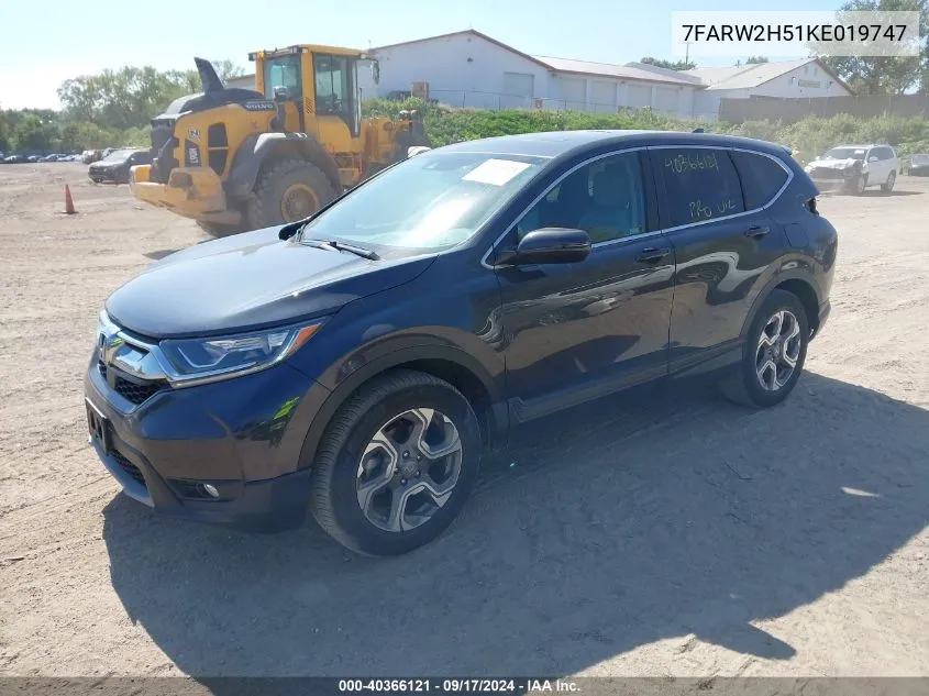 2019 Honda Cr-V Ex VIN: 7FARW2H51KE019747 Lot: 40366121