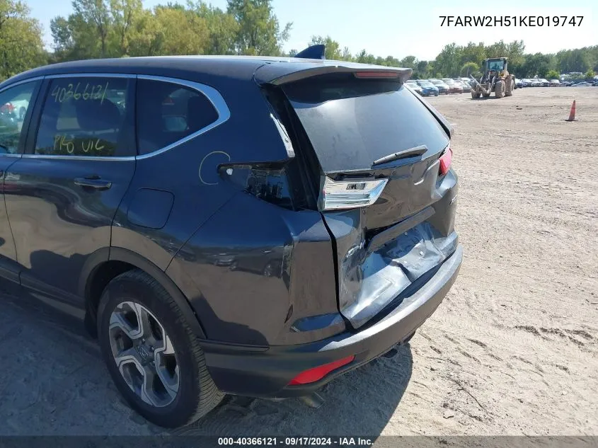 2019 Honda Cr-V Ex VIN: 7FARW2H51KE019747 Lot: 40366121