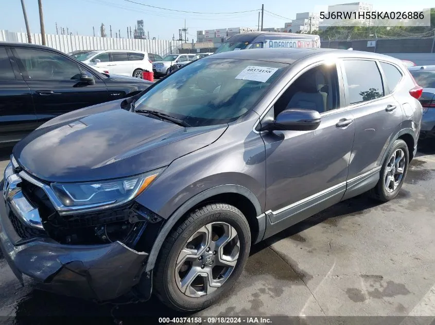 2019 Honda Cr-V Ex VIN: 5J6RW1H55KA026886 Lot: 40374158