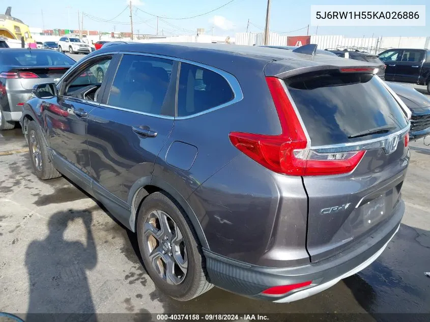 2019 Honda Cr-V Ex VIN: 5J6RW1H55KA026886 Lot: 40374158