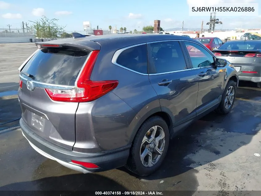 2019 Honda Cr-V Ex VIN: 5J6RW1H55KA026886 Lot: 40374158