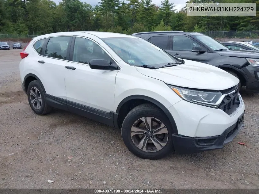 2019 Honda Cr-V Lx VIN: 2HKRW6H31KH224729 Lot: 40375198