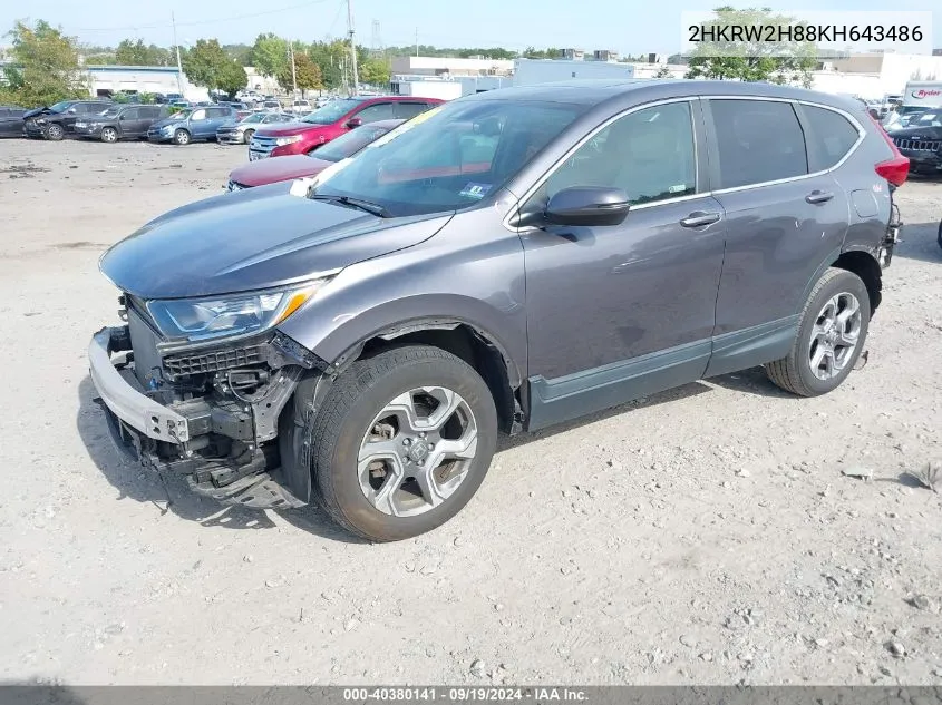 2HKRW2H88KH643486 2019 Honda Cr-V Ex-L