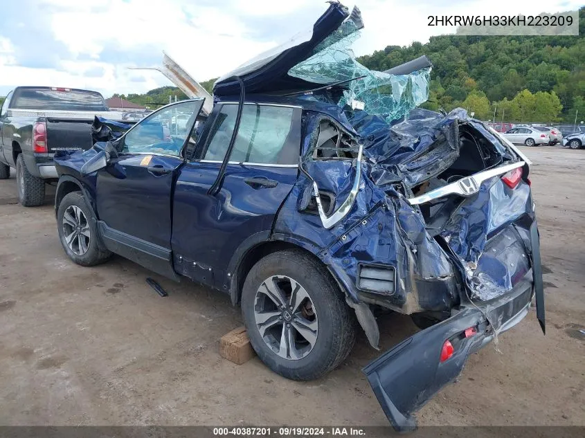 2019 Honda Cr-V Lx VIN: 2HKRW6H33KH223209 Lot: 40387201