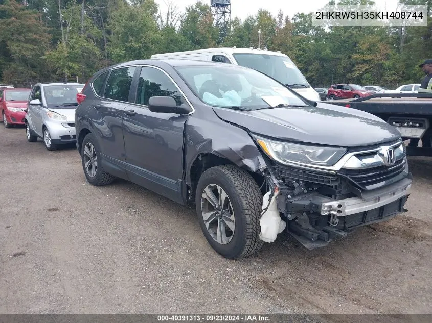 2019 Honda Cr-V Lx VIN: 2HKRW5H35KH408744 Lot: 40391313