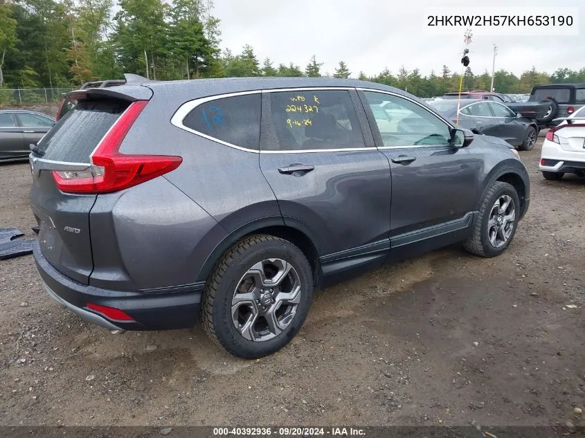 2HKRW2H57KH653190 2019 Honda Cr-V Ex