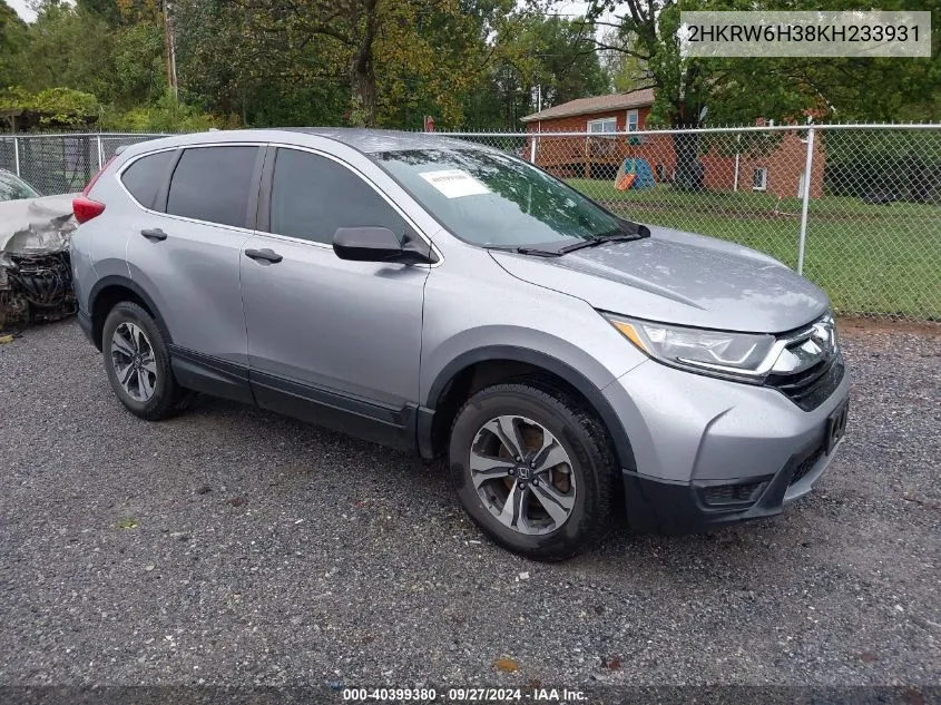 2019 Honda Cr-V Lx VIN: 2HKRW6H38KH233931 Lot: 40399380