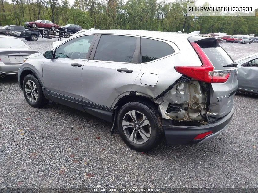 2019 Honda Cr-V Lx VIN: 2HKRW6H38KH233931 Lot: 40399380