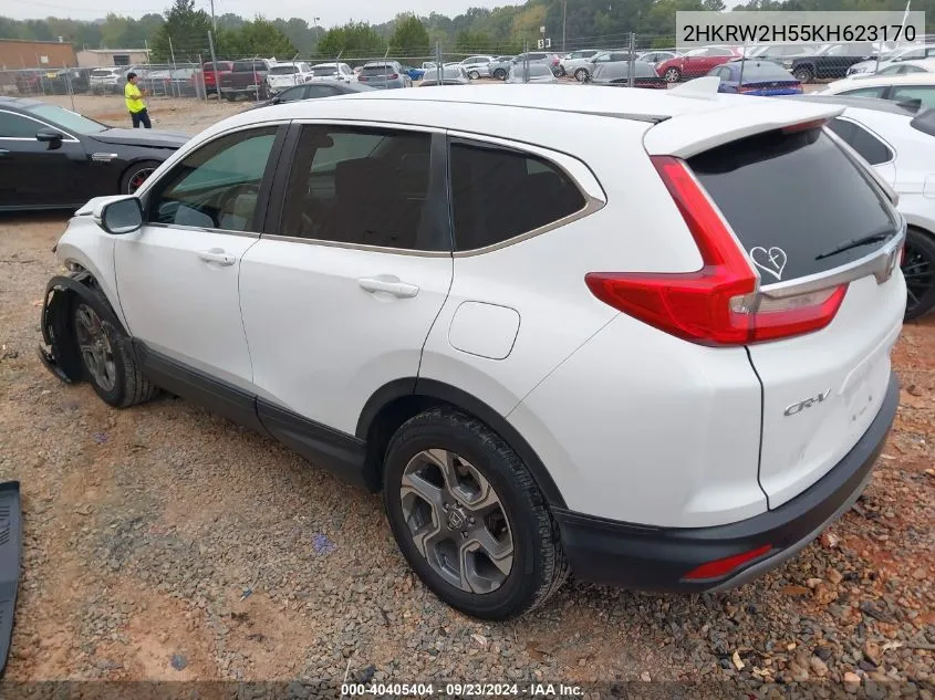 2019 Honda Cr-V Ex VIN: 2HKRW2H55KH623170 Lot: 40405404