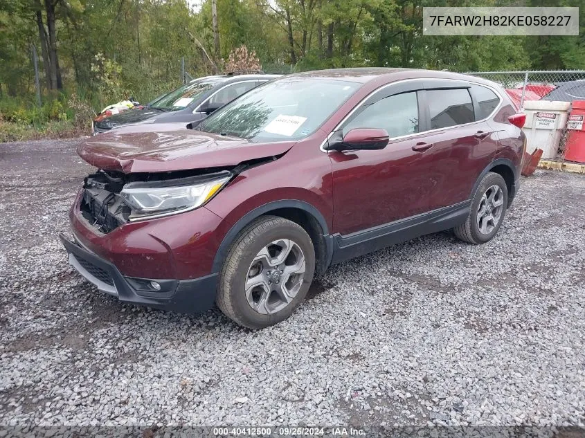 2019 Honda Cr-V Ex-L VIN: 7FARW2H82KE058227 Lot: 40412500