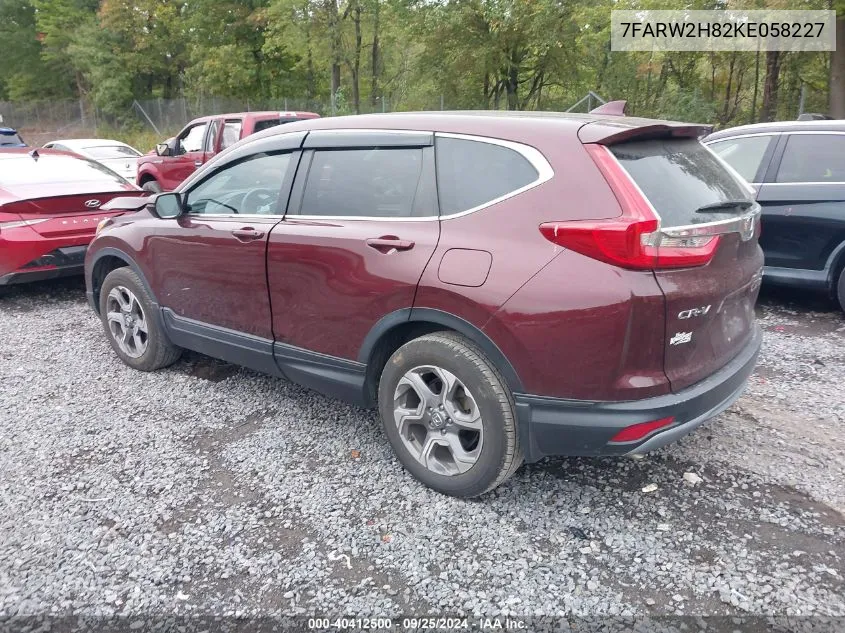 2019 Honda Cr-V Ex-L VIN: 7FARW2H82KE058227 Lot: 40412500