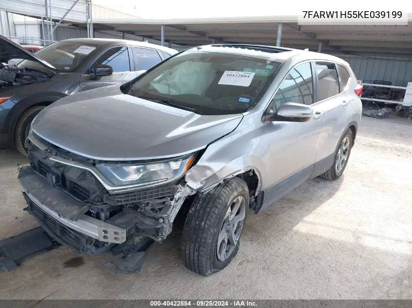 2019 Honda Cr-V Ex VIN: 7FARW1H55KE039199 Lot: 40422884