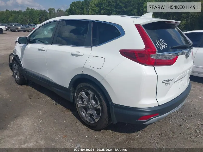 2019 Honda Cr-V Ex VIN: 7FARW1H54KE011491 Lot: 40430291