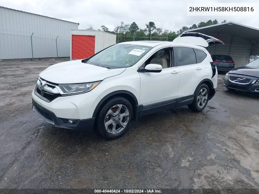 2019 Honda Cr-V Ex VIN: 2HKRW1H58KH508816 Lot: 40440424