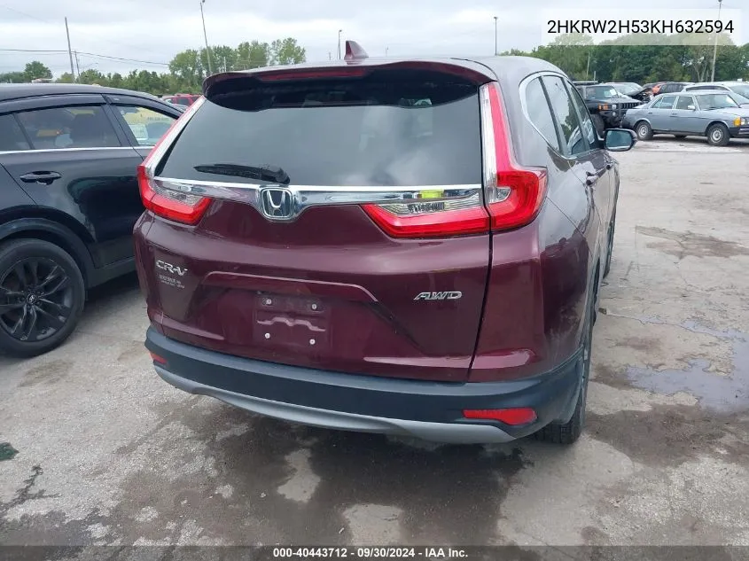 2019 Honda Cr-V Ex VIN: 2HKRW2H53KH632594 Lot: 40443712