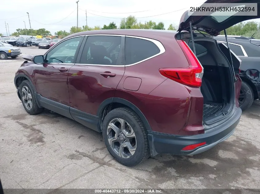 2019 Honda Cr-V Ex VIN: 2HKRW2H53KH632594 Lot: 40443712