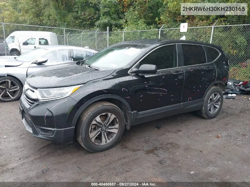 2019 Honda Cr-V Lx VIN: 2HKRW6H30KH230165 Lot: 40450557