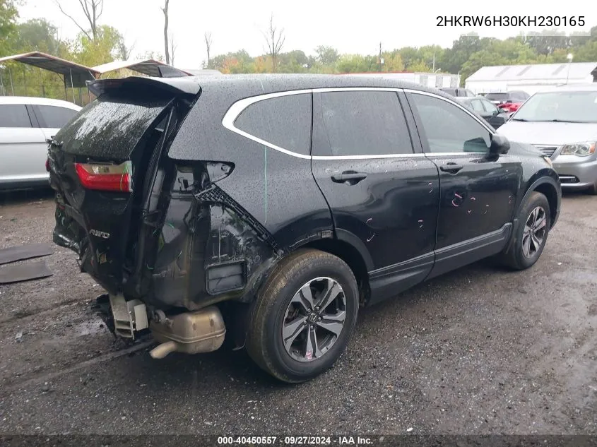 2019 Honda Cr-V Lx VIN: 2HKRW6H30KH230165 Lot: 40450557