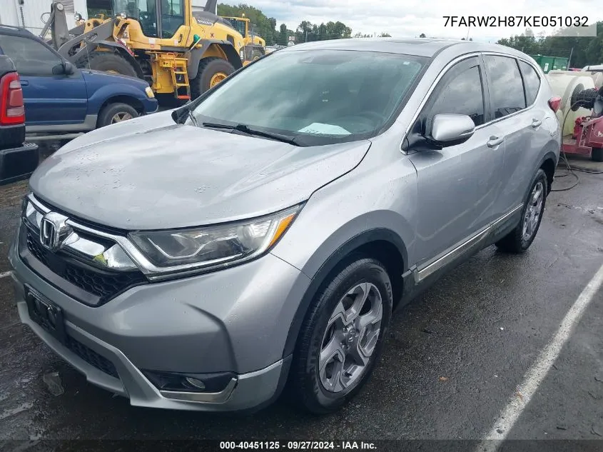 2019 Honda Cr-V Ex-L VIN: 7FARW2H87KE051032 Lot: 40451125