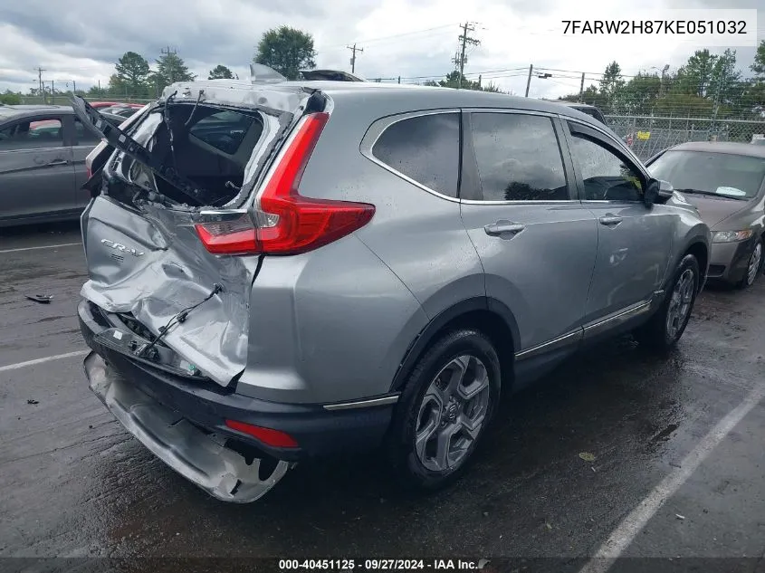 2019 Honda Cr-V Ex-L VIN: 7FARW2H87KE051032 Lot: 40451125