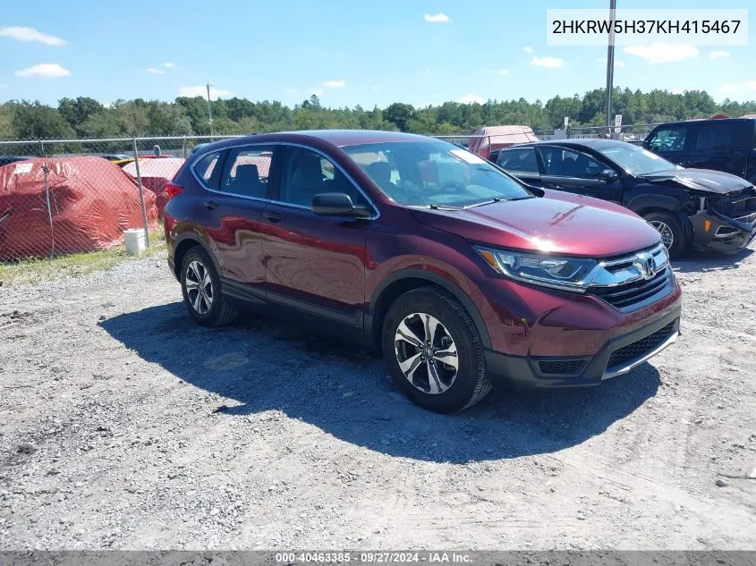 2HKRW5H37KH415467 2019 Honda Cr-V Lx