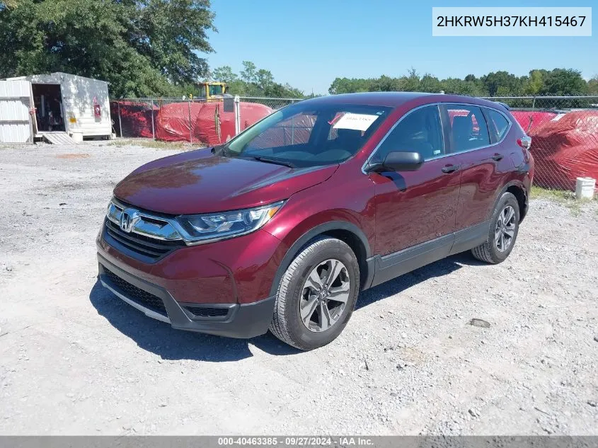 2HKRW5H37KH415467 2019 Honda Cr-V Lx