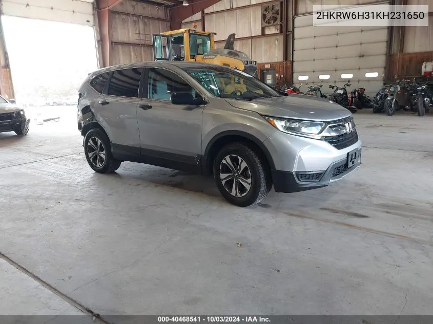 2019 Honda Cr-V Lx VIN: 2HKRW6H31KH231650 Lot: 40468541