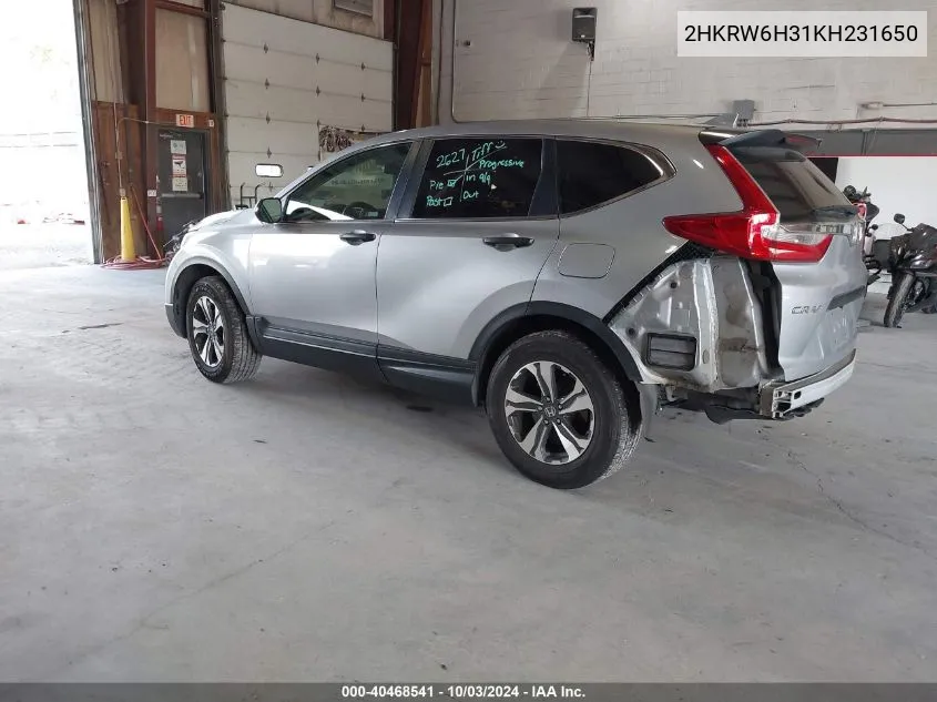 2019 Honda Cr-V Lx VIN: 2HKRW6H31KH231650 Lot: 40468541