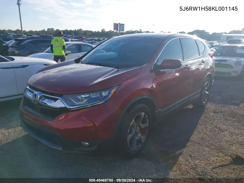 2019 Honda Cr-V Ex VIN: 5J6RW1H58KL001145 Lot: 40468795