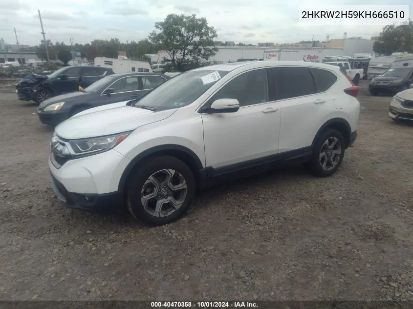 2019 Honda Cr-V Ex VIN: 2HKRW2H59KH666510 Lot: 40470358