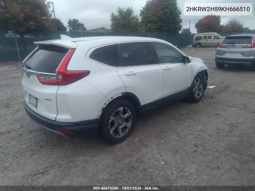 2019 Honda Cr-V Ex VIN: 2HKRW2H59KH666510 Lot: 40470358