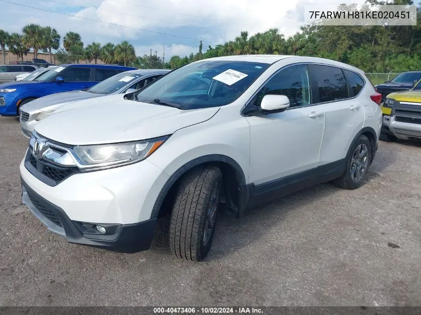 2019 Honda Cr-V Ex-L VIN: 7FARW1H81KE020451 Lot: 40473406