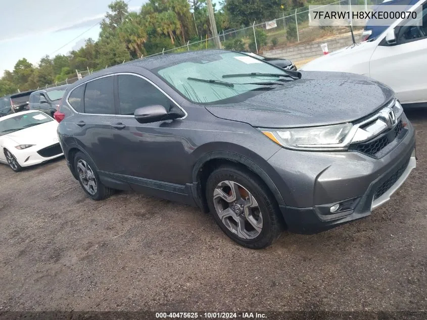 2019 Honda Cr-V Exl VIN: 7FARW1H8XKE000070 Lot: 40475625