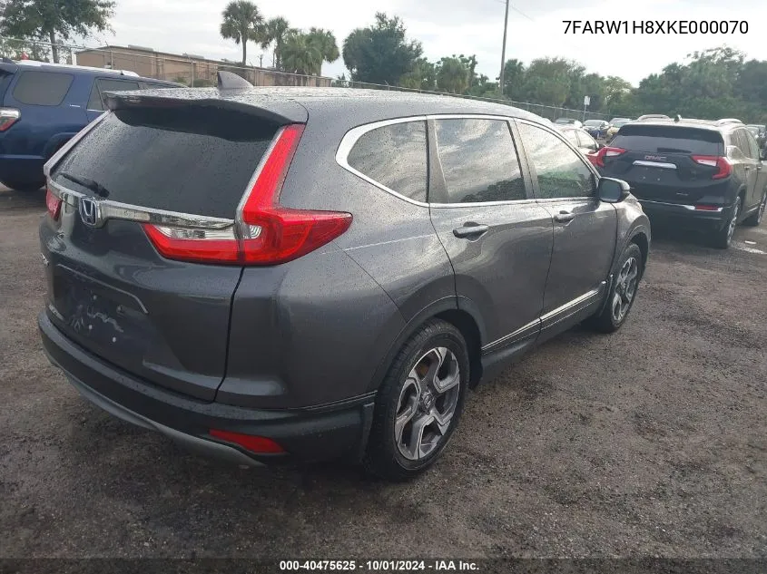 2019 Honda Cr-V Exl VIN: 7FARW1H8XKE000070 Lot: 40475625