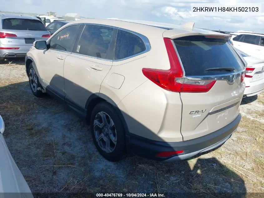 2019 Honda Cr-V Ex-L VIN: 2HKRW1H84KH502103 Lot: 40476769