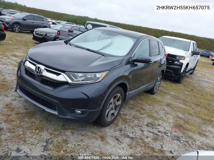 2019 Honda Cr-V Ex VIN: 2HKRW2H55KH657075 Lot: 40477520