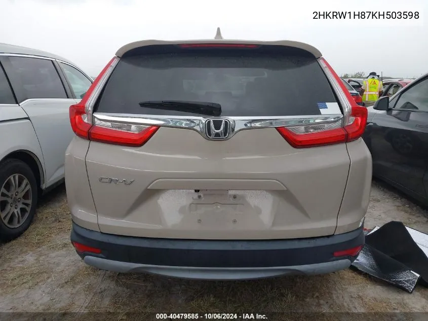 2019 Honda Cr-V Ex-L VIN: 2HKRW1H87KH503598 Lot: 40479585