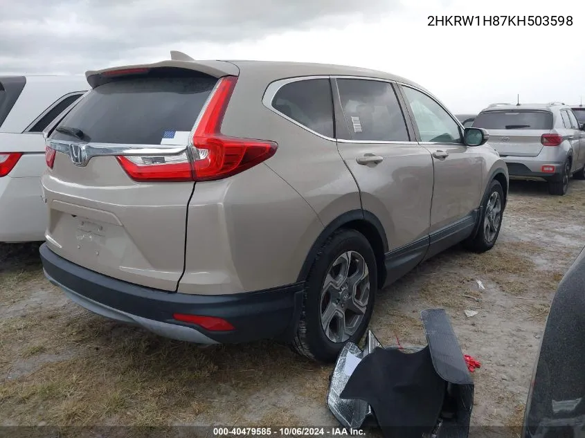 2019 Honda Cr-V Ex-L VIN: 2HKRW1H87KH503598 Lot: 40479585